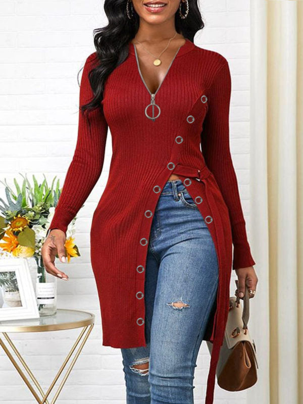 Asymmetrisches Strickkleid für Damen mit seitlichem Knopfdetail von berg-feldt