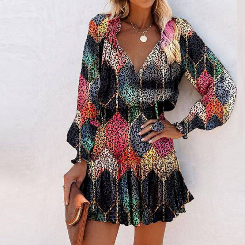 Berg-Feldt Robe courte à volants pour femme et à manches courtes