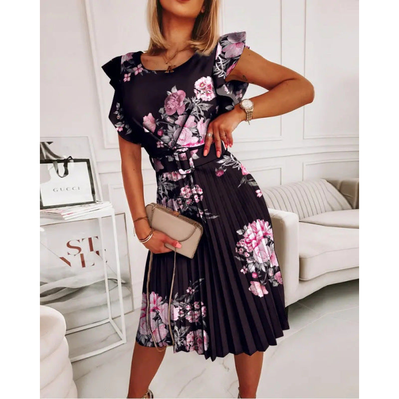 Robe midi élégante pour femme avec volants et imprimé fleuri de berg-feldt