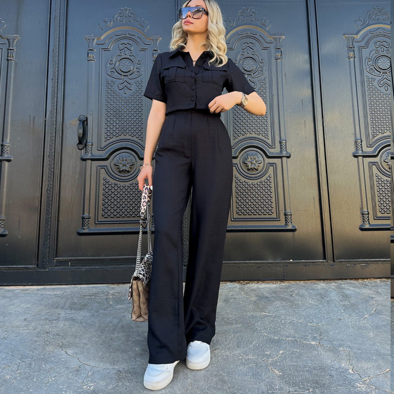 Combinaison chic pour femme, avec haut court et jambes larges, de berg-feldt