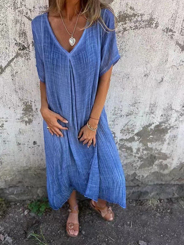 Robe légère berg-feldt pour femme avec col en V et jupe fluide