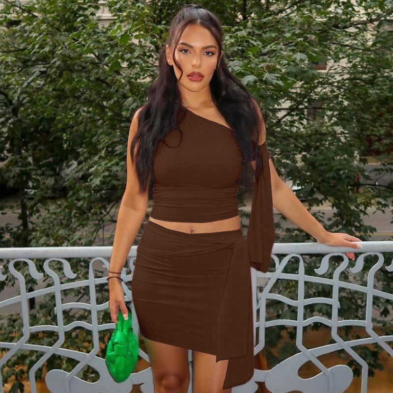 Asymmetrisches Crop-Top und Wickelrock Set für Damen von berg-feldt