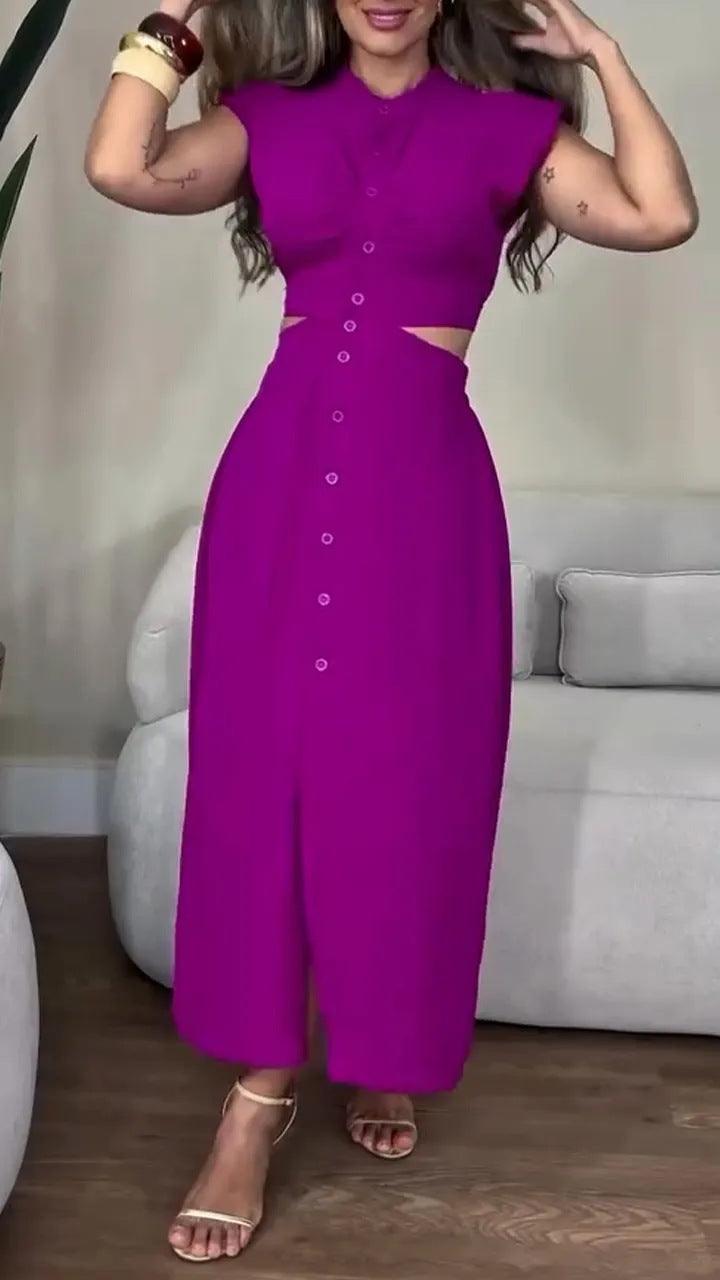 Asymmetrisches Maxikleid mit Taillengürtel von berg-feldt