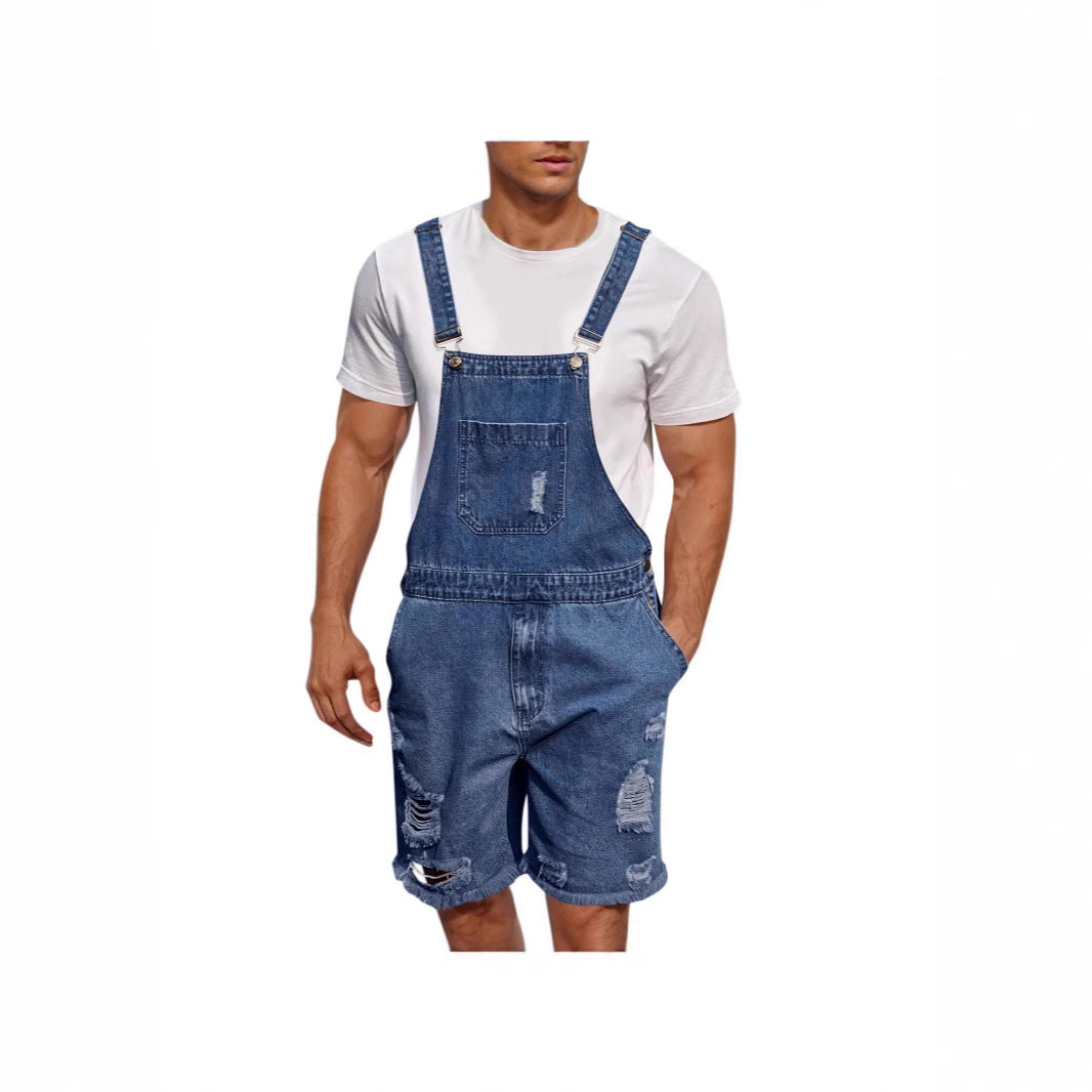 Berg-Feldt Herren Denim Latzhose, lässig und distressed