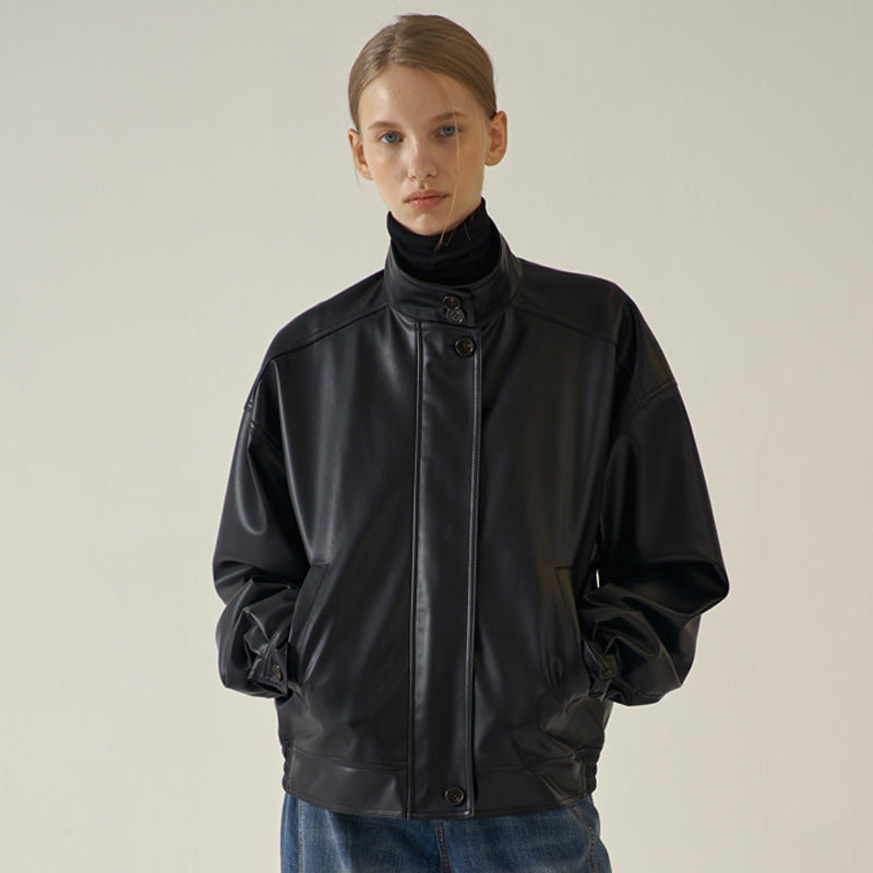 Hochwertige Damen Lederjacke im asymmetrischen Design von berg-feldt
