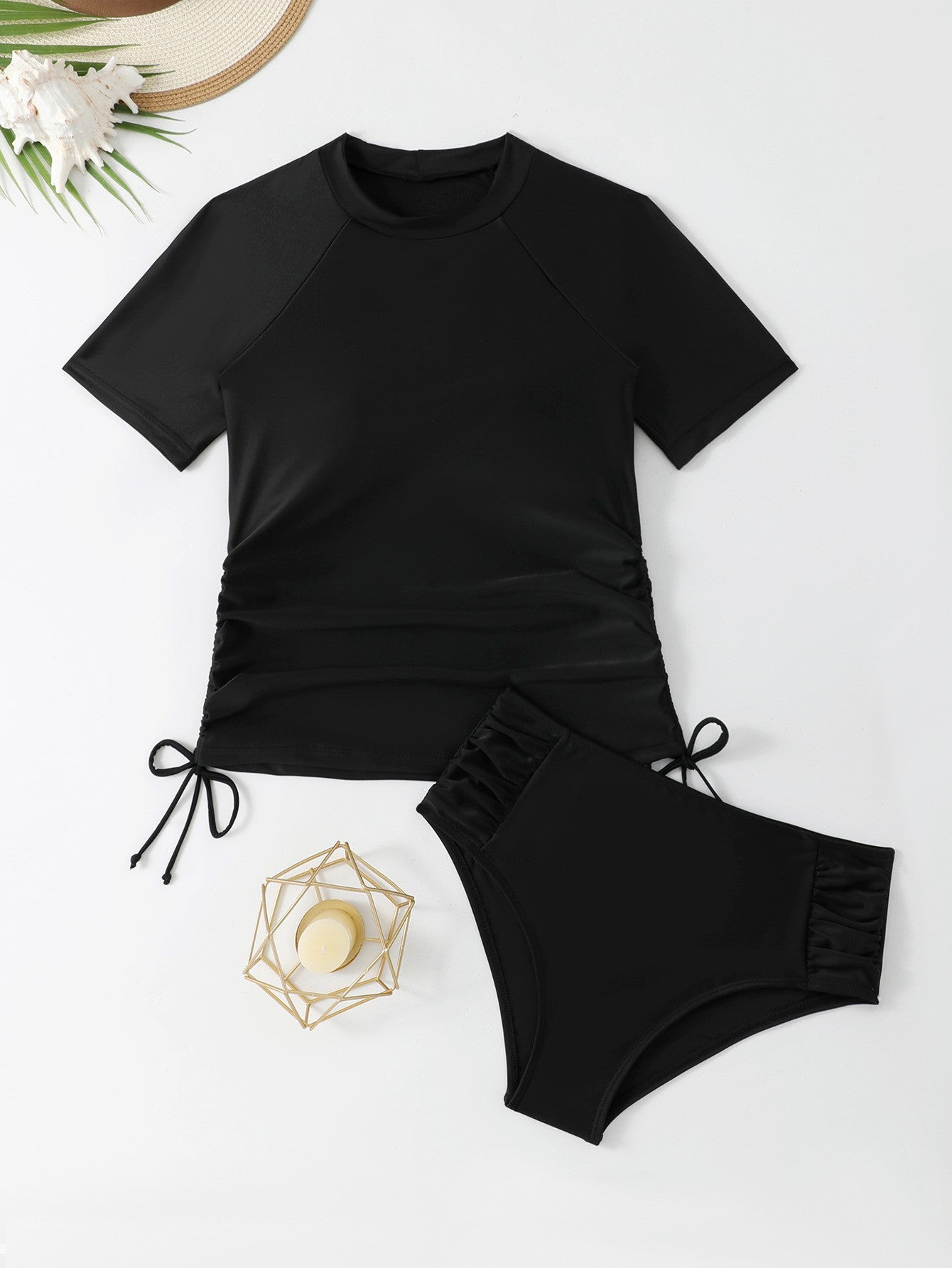 Berg-Feldt Ensemble de maillots de bain pour femmes avec haut floral et taille haute
