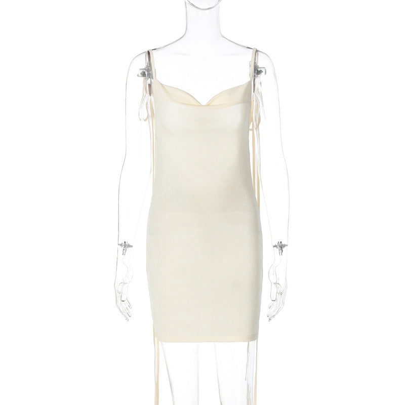 Robe courte de soirée pour femme avec bretelles spaghetti réglables et élégant motif cache-cœur de berg-feldt