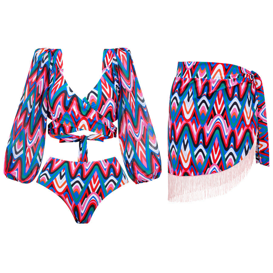 Zweiteiliger Damen-Bikini mit Puffärmeln und Rock von berg-feldt