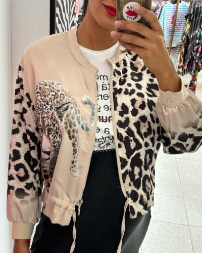 Bomber décontracté femme avec motif léopard extravagant Berg-Feldt