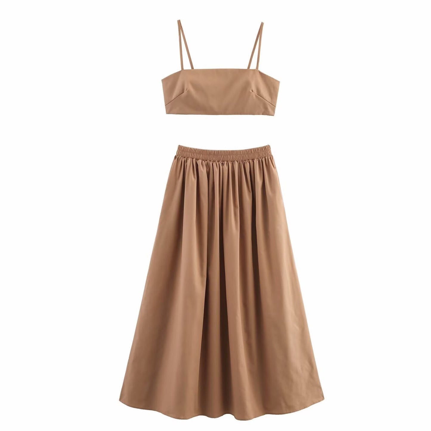 Women's Gingham Cropped Top and Maxi Skirt Set by berg-feldt