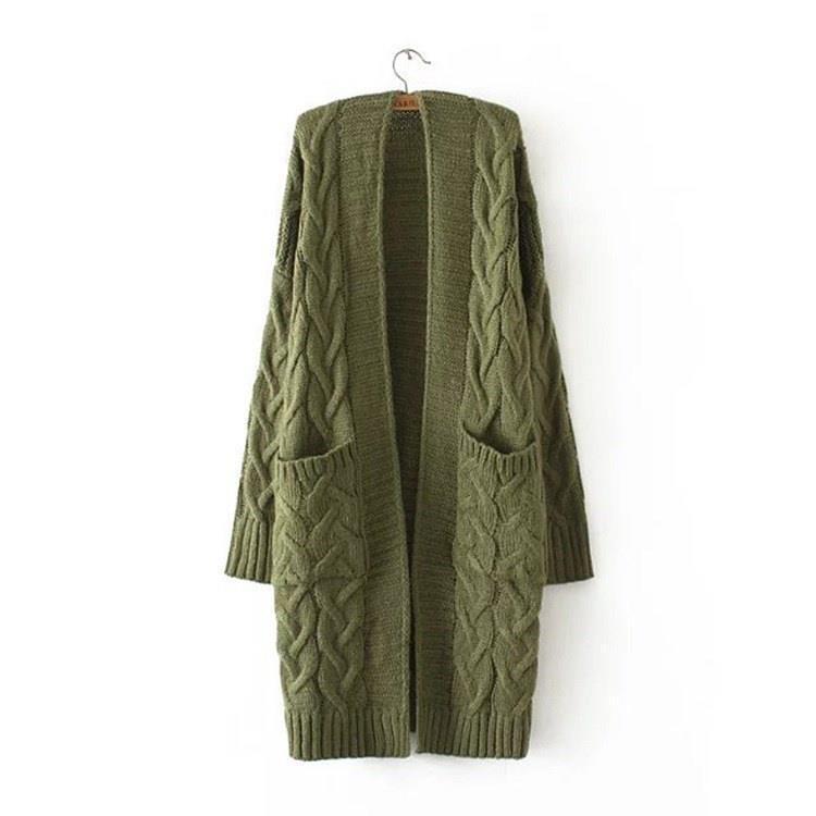 Damen Strickjacke mit grobem Zopfmuster und Taschen Berg-Feldt