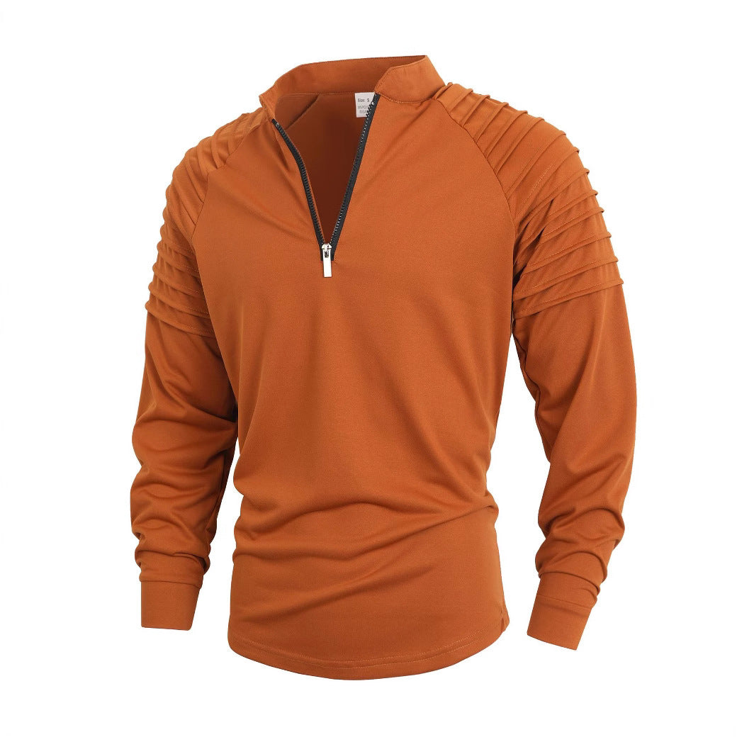 Herren Langarmshirt mit modernem Stehkragen und Reißverschluss Berg-Feldt