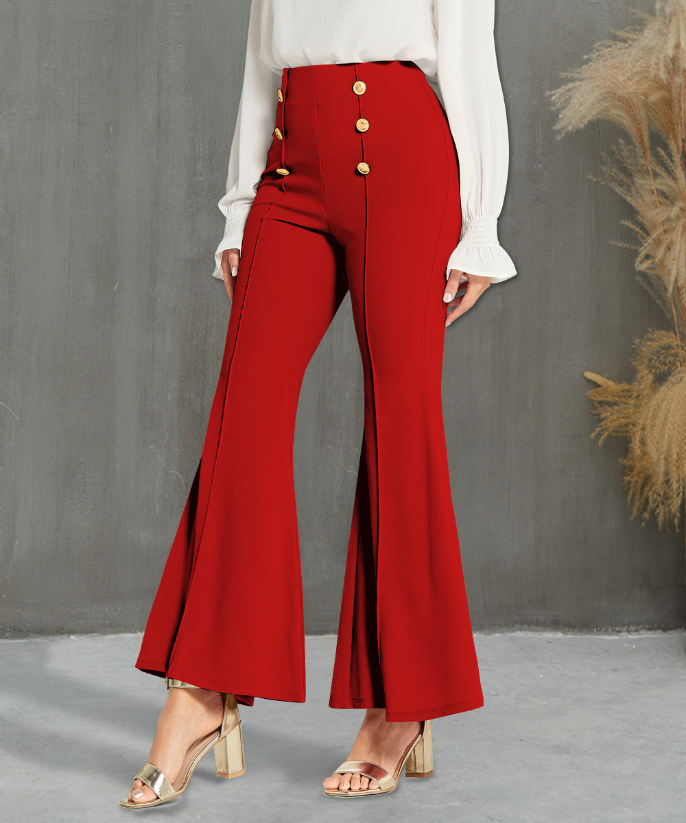 Weite Damenhose mit hoher Taille und Knopfdetail von berg-feldt