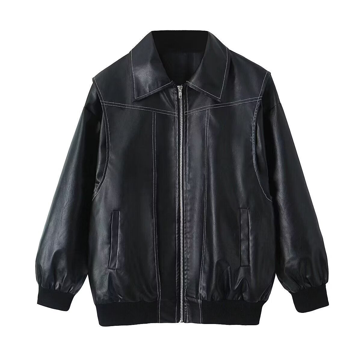 Women's Casual Faux Leather Bomber Jacket berg-feldt
