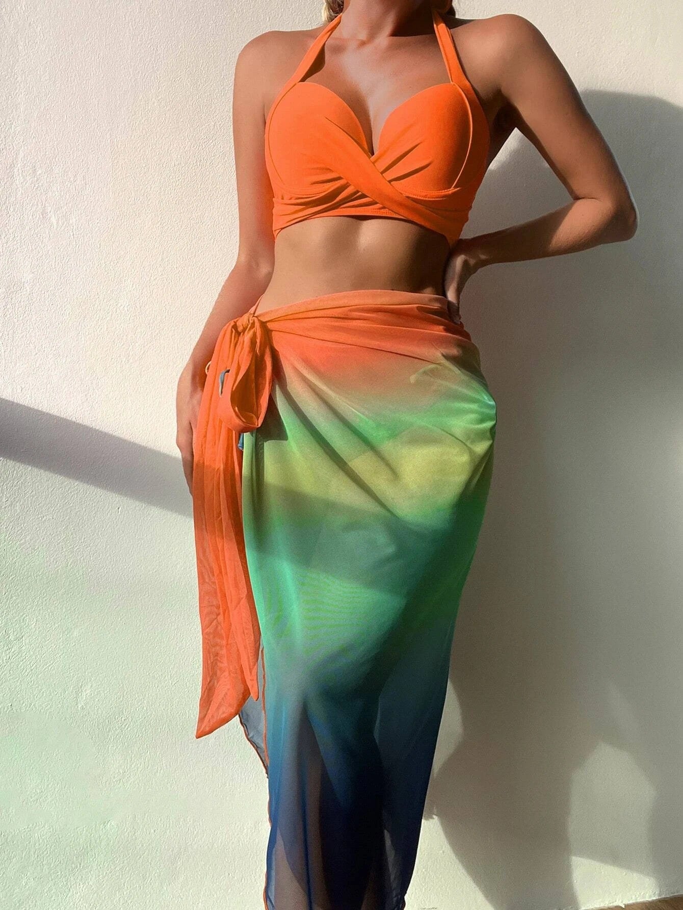 Wickel-Bikini Oberteil mit transparentem Pareo von berg-feldt