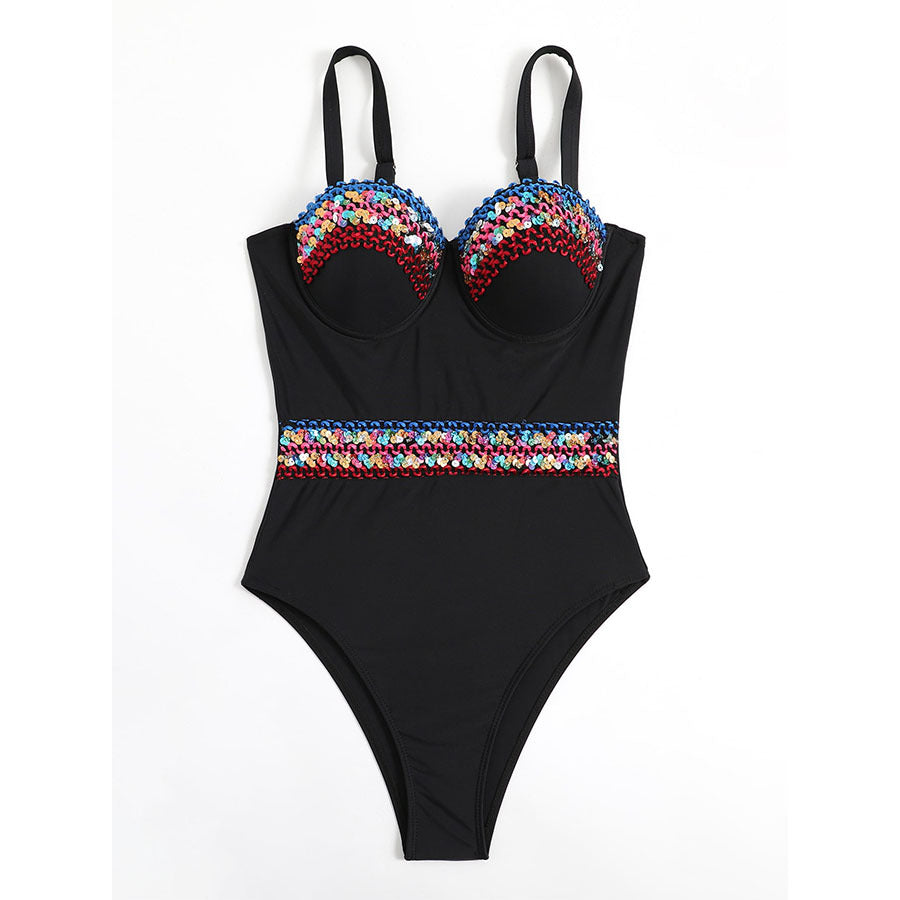 Maillot de bain berg-feldt pour femme : Paillettes scintillantes, surface texturée, une pièce