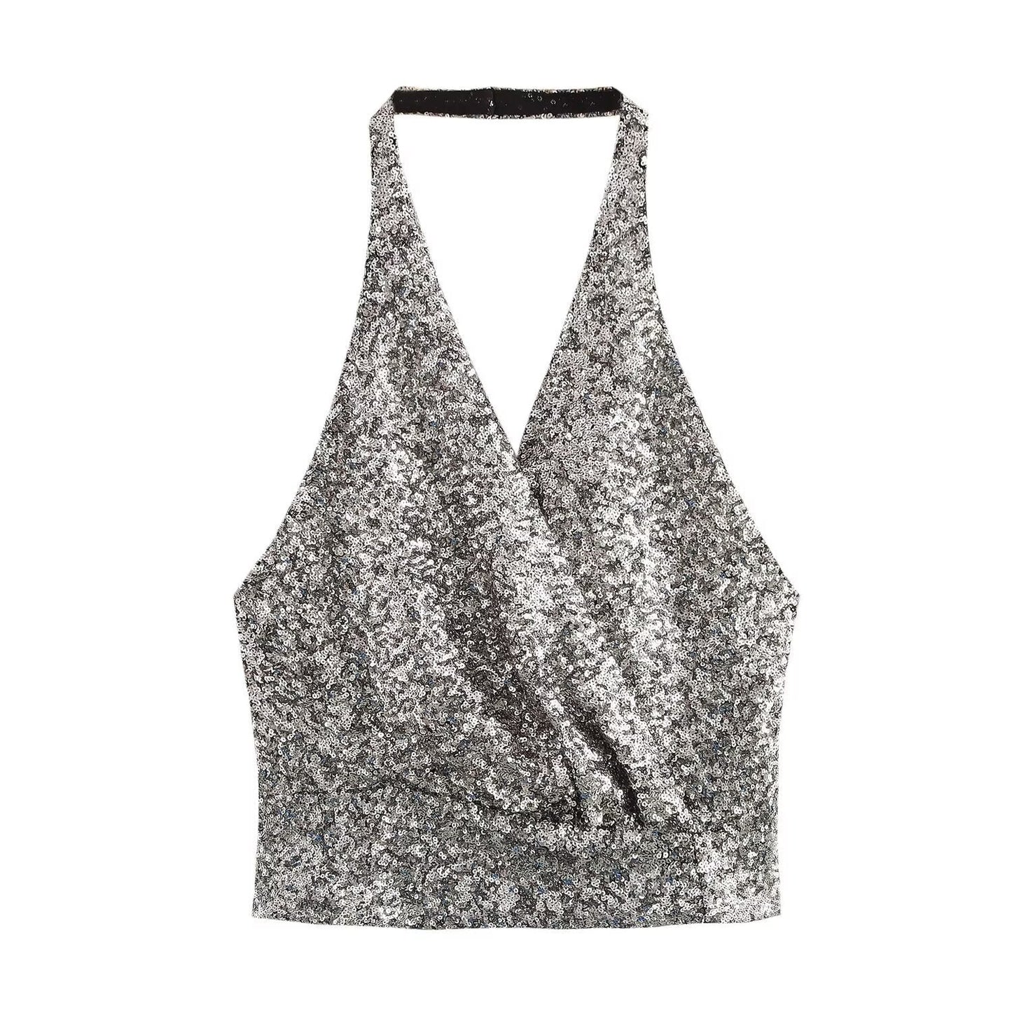 Women's Halter Neck Sequin Crop Top by berg-feldt