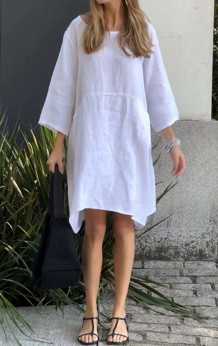 Robe décontractée en lin pour femme avec poches pratiques et ourlet asymétrique Berg-Feldt