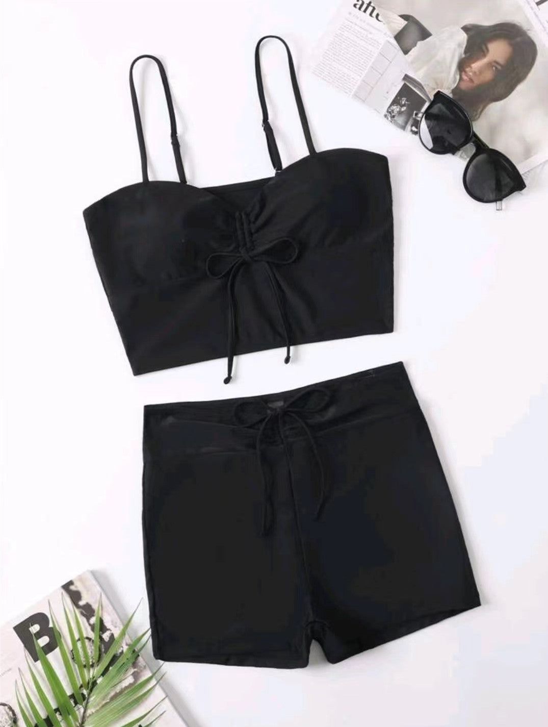Women's Cropped Drawstring Top and Swim Shorts Set by berg-feldt