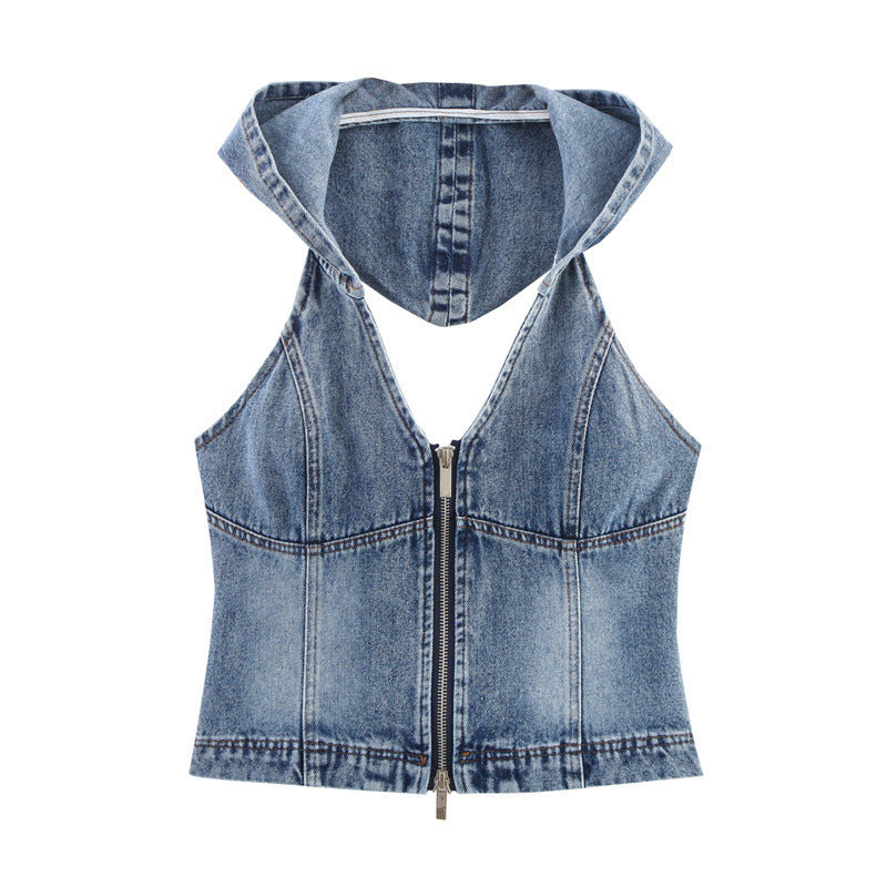Women's Denim Hooded Crop Top berg-feldt
