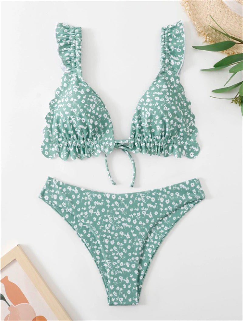 Women's Floral Print Ruffled Bikini Set by berg-feldt