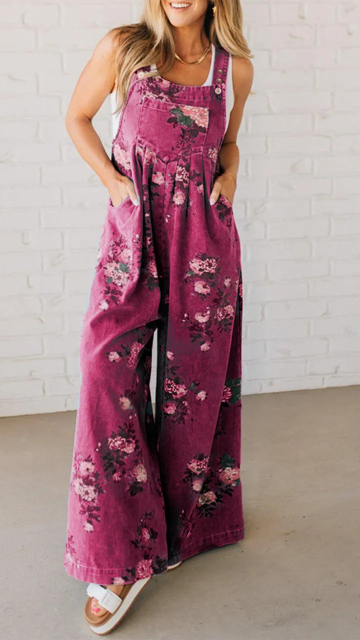 Weite Damenhose aus Baumwolle mit Blumenmuster von berg-feldt