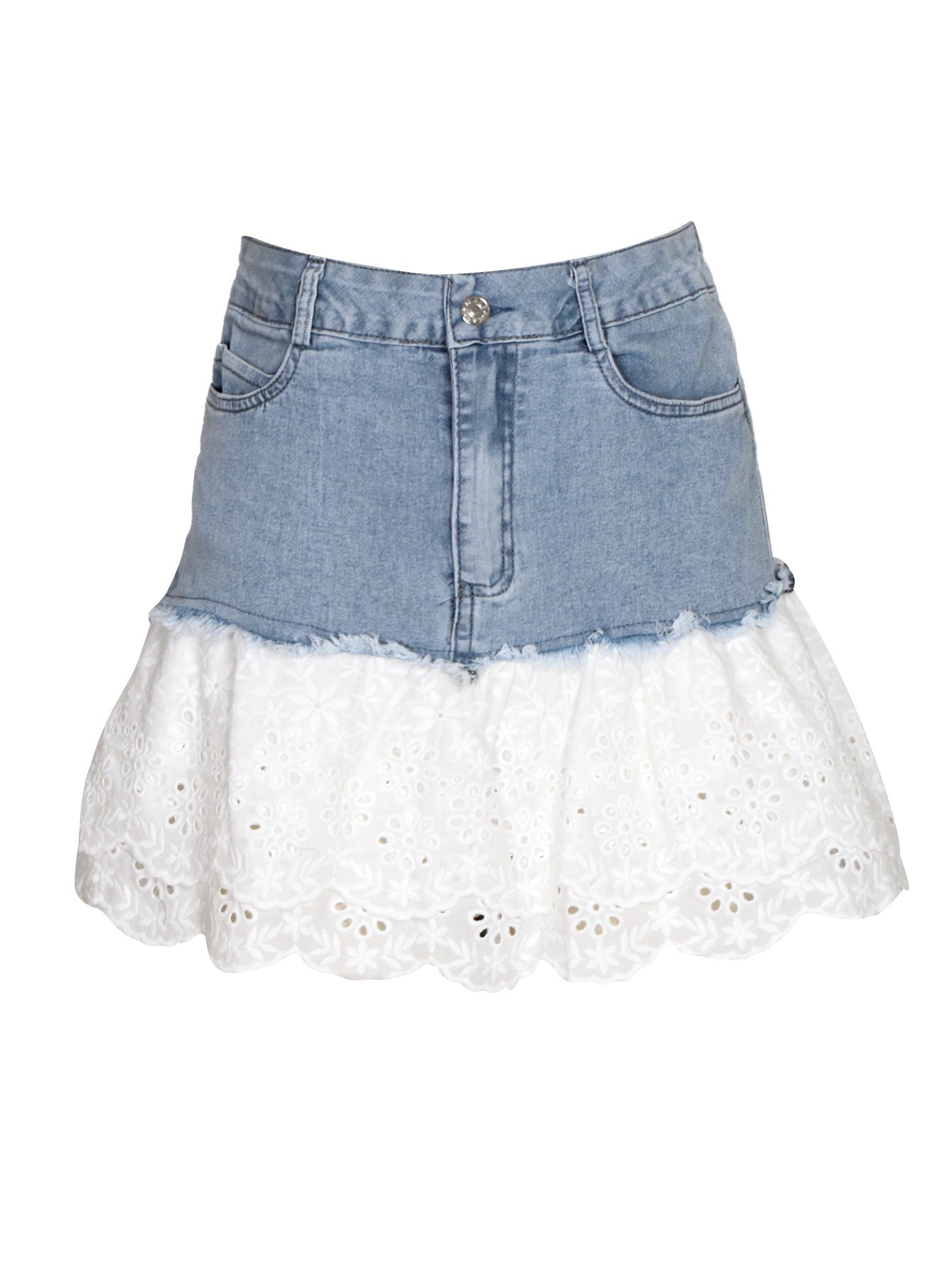 A-Linie Rock aus Denim und Spitze von berg-feldt für Damen