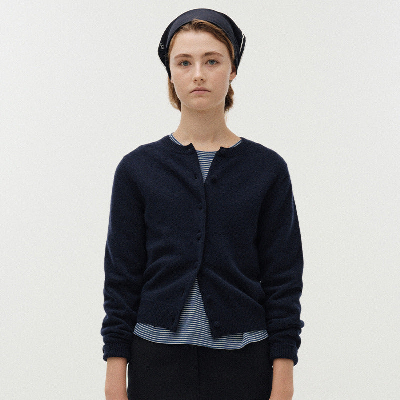 Wollmix-Strickcardigan für Damen mit Knopfleiste und entspanntem Schnitt von berg-feldt