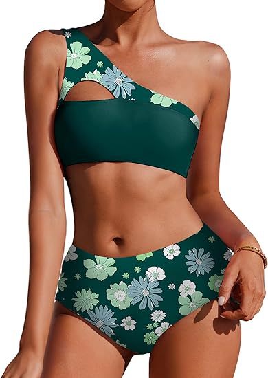 Asymmetrischer Damen-Bikini mit Blumenapplikationen von berg-feldt