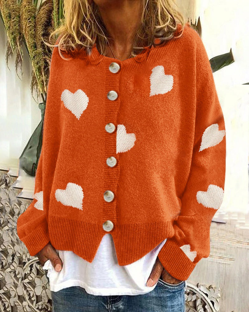 Dames cardigan douillet en maille avec motif cœur Berg-Feldt