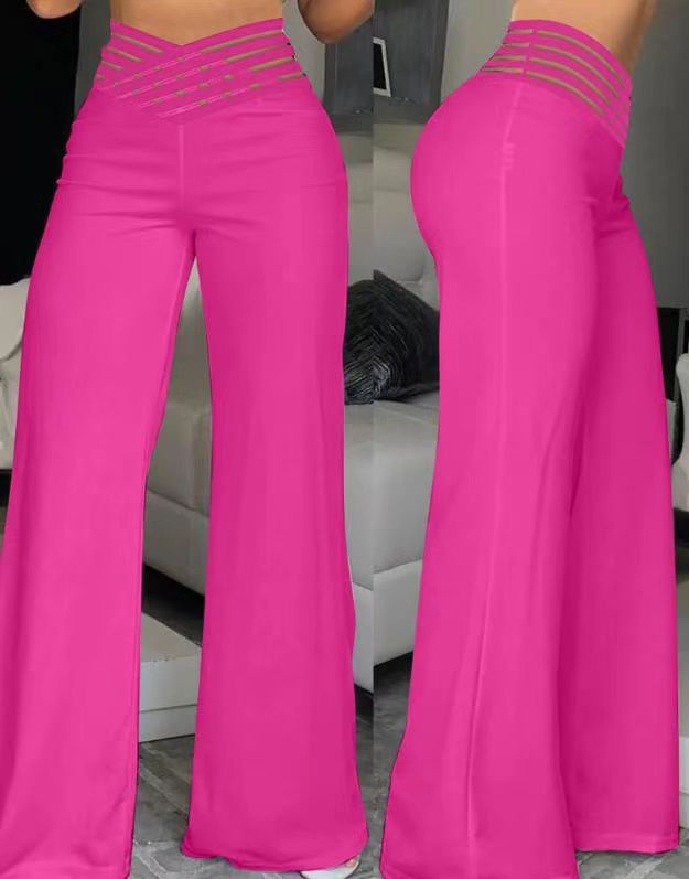 Weite Damen-Freizeit Hose mit hohem Bund und Gürtel