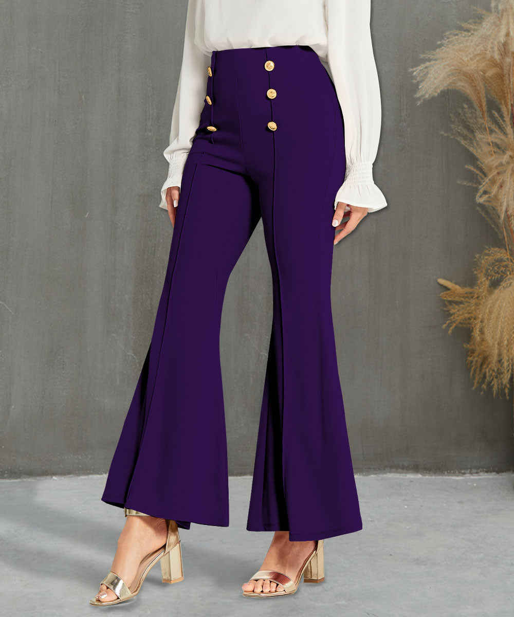 Weite Damenhose mit hoher Taille und Knopfdetail von berg-feldt