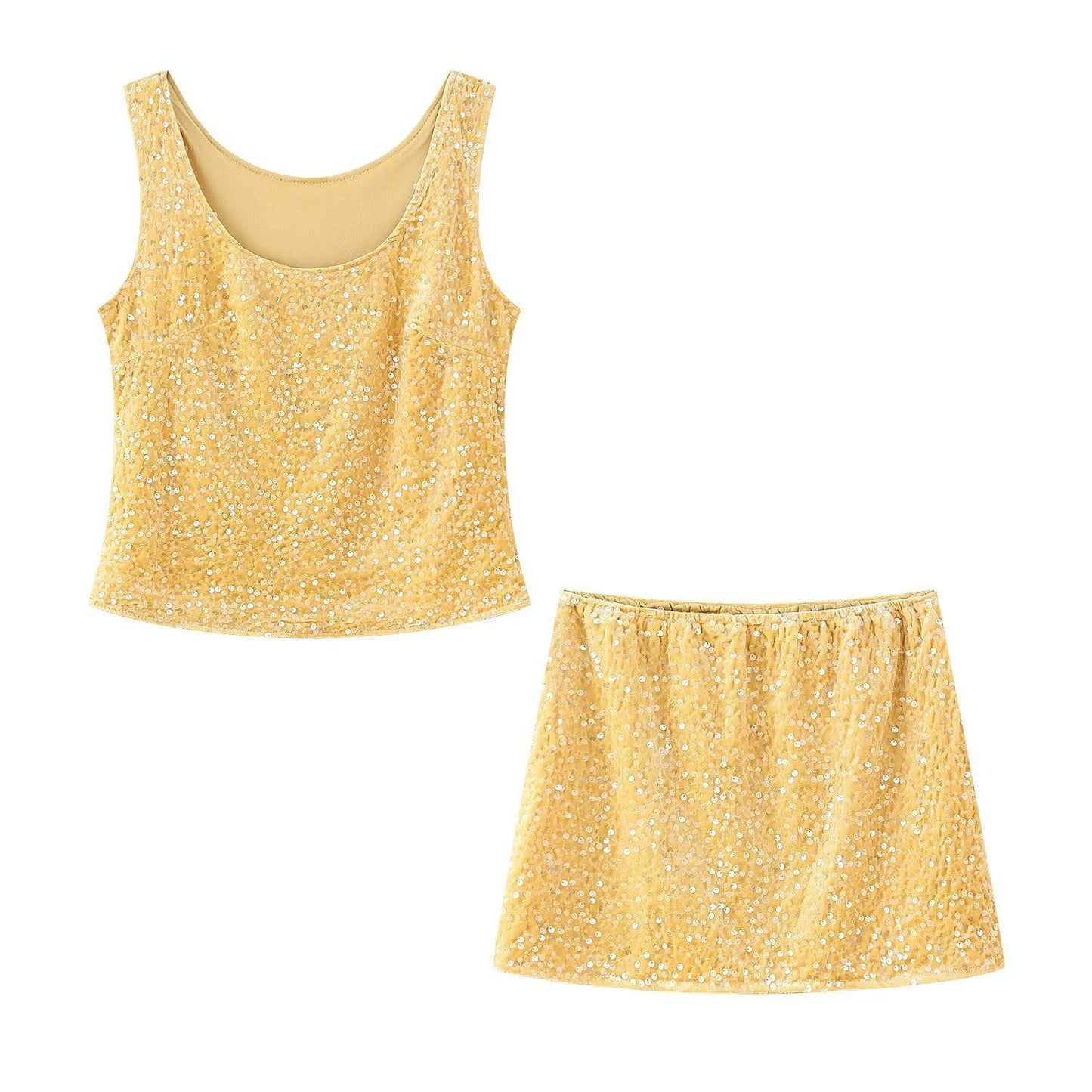Women's Embellished Textured Tank Top and Miniskirt Set by berg-feldt