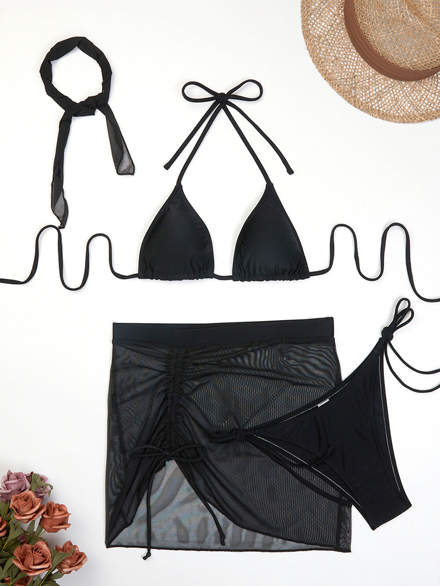 Ensemble bikini triangle et voile de plage en maille Berg-Feldt pour femme
