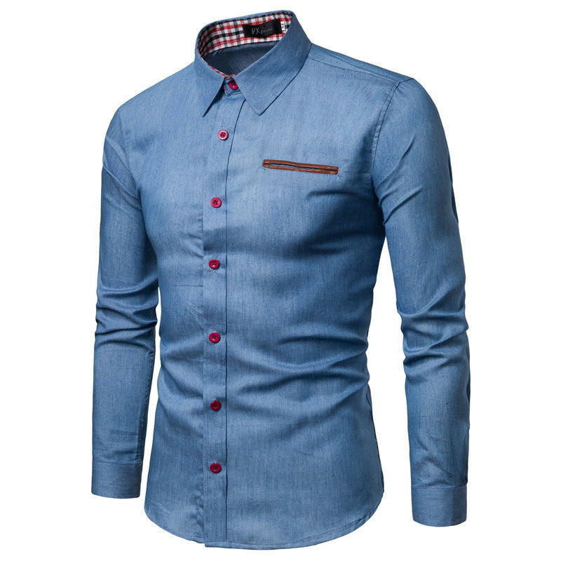 Herren klassisches Denim-Hemd mit kontrastierenden Akzenten Berg-Feldt