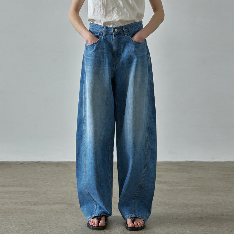 Bequeme Damenjeans mit hohem Bund und hellem Wascheffekt von berg-feldt