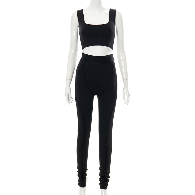 Ensemble legging sculptant et crop top Berg-feldt pour femme, taille haute