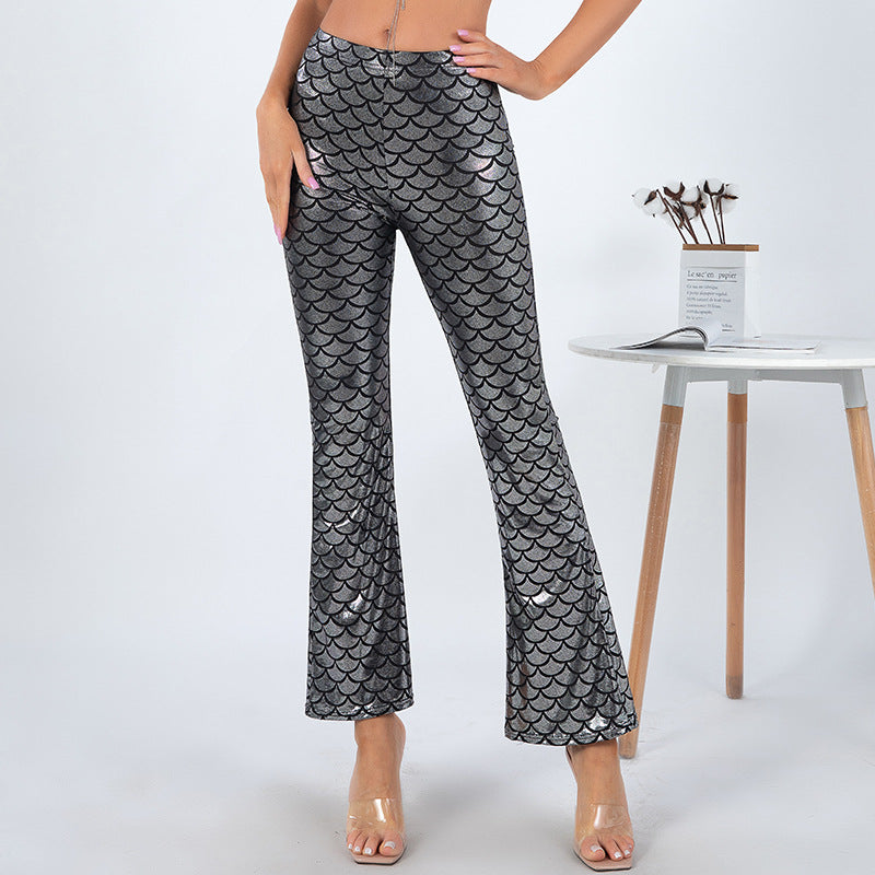 Pantalon évasé brillant à motif écailles pour femme de Berg-Feldt