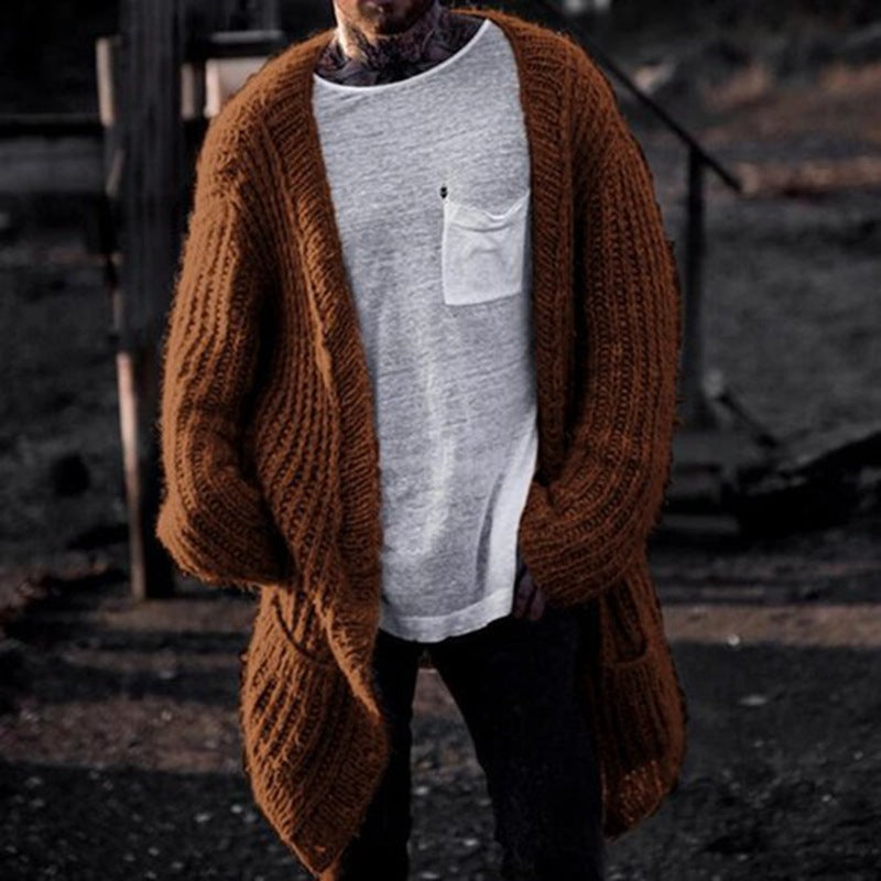 Herren Großer Strickcardigan mit tiefem Schnitt und strukturiertem Design Berg-Feldt