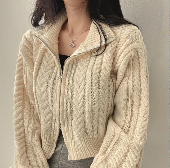 Gilet femme mode court en tricot torsadé texturé Berg-Feldt