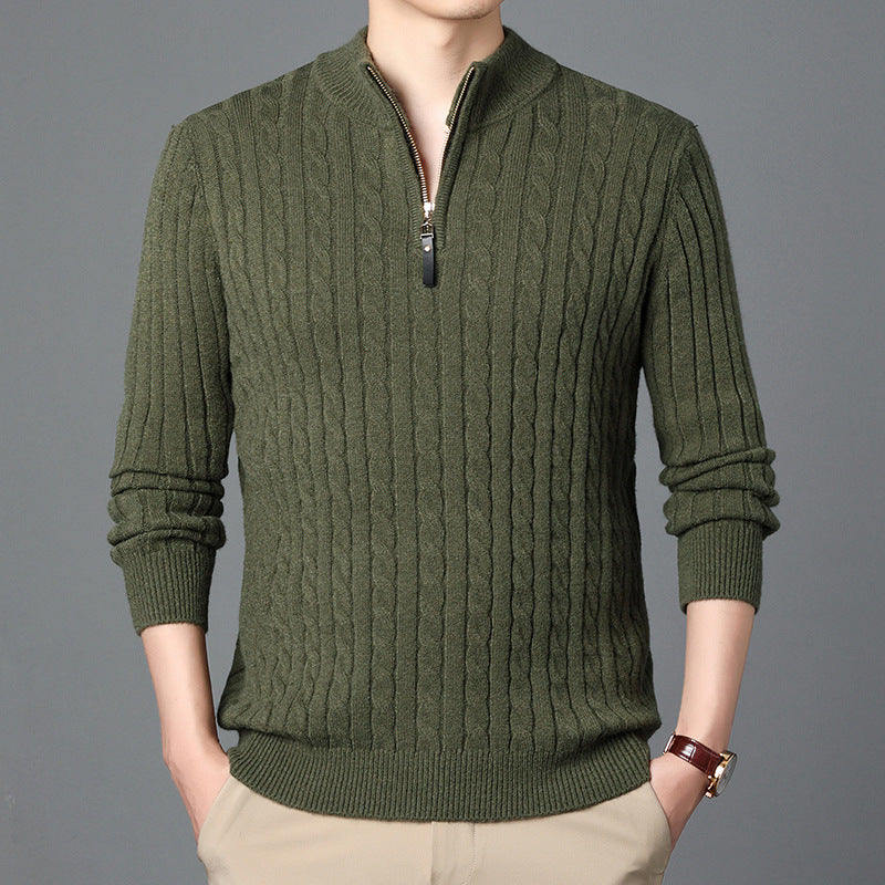 Pull en maille de qualité supérieure pour homme avec fermeture éclair moderne et structure détaillée Berg-Feldt