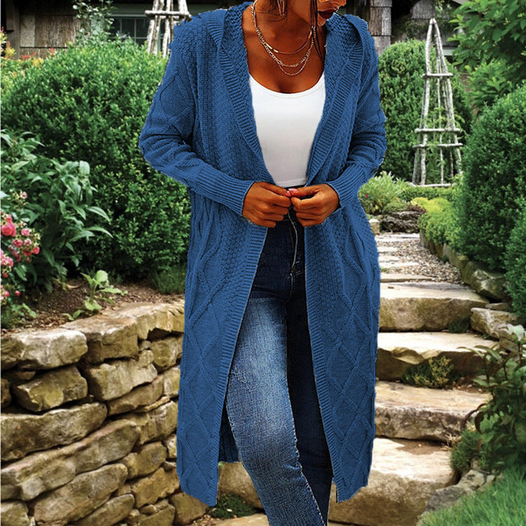 Gilet cardigan en maille à capuche avec motif torsadé de luxe pour femme Berg-Feldt