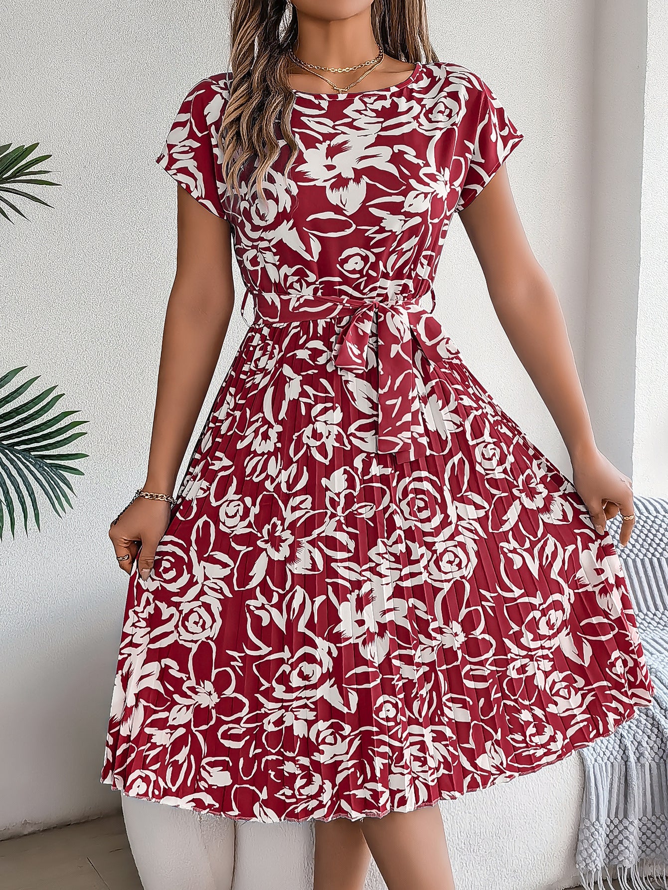 Robe mi-longue fleurie ceinturée pour femme de berg-feldt