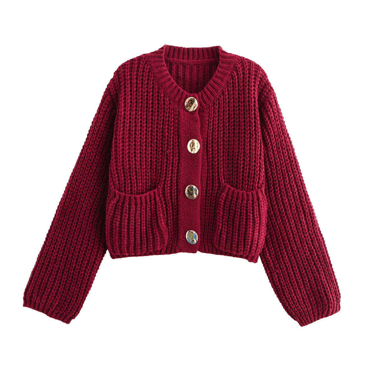 Women's Chunky Knit Cardigan with Buttons and Pockets by berg-feldt