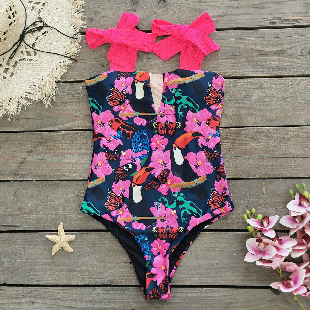 Maillot de bain femme Berg-Feldt : une pièce à nœuds romantiques et motif floral