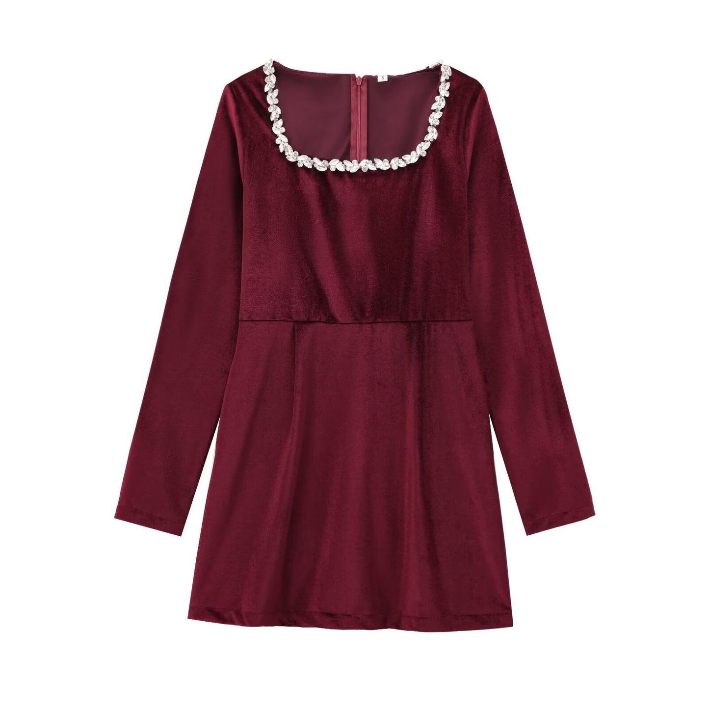 A-Linien-Kleid mit verziertem Ausschnitt, Langarm, Damen von berg-feldt