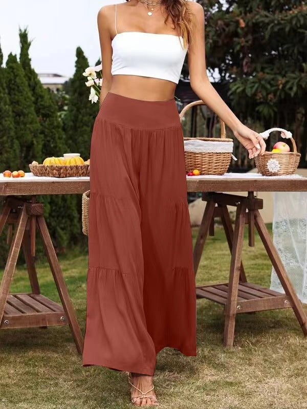 Sommerhose für Damen, weit geschnitten, hoher Bund, Volants, berg-feldt