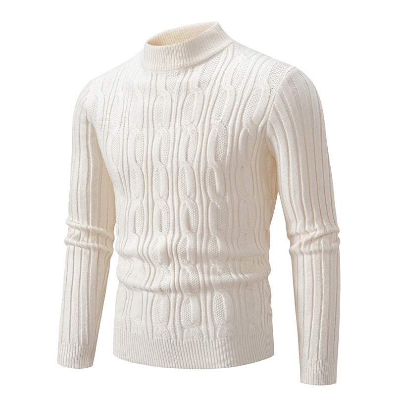 Chandail à col roulé Herren, coupe confortable avec motif torsadé texturé, Berg-Feldt