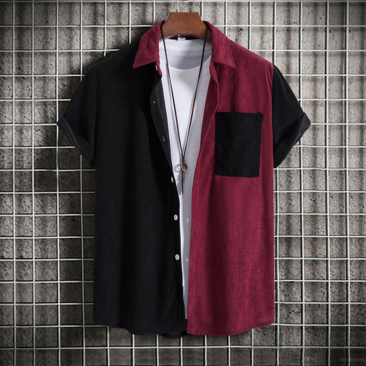 Chemise à manches courtes pour homme avec textures variées et design moderne Berg-Feldt