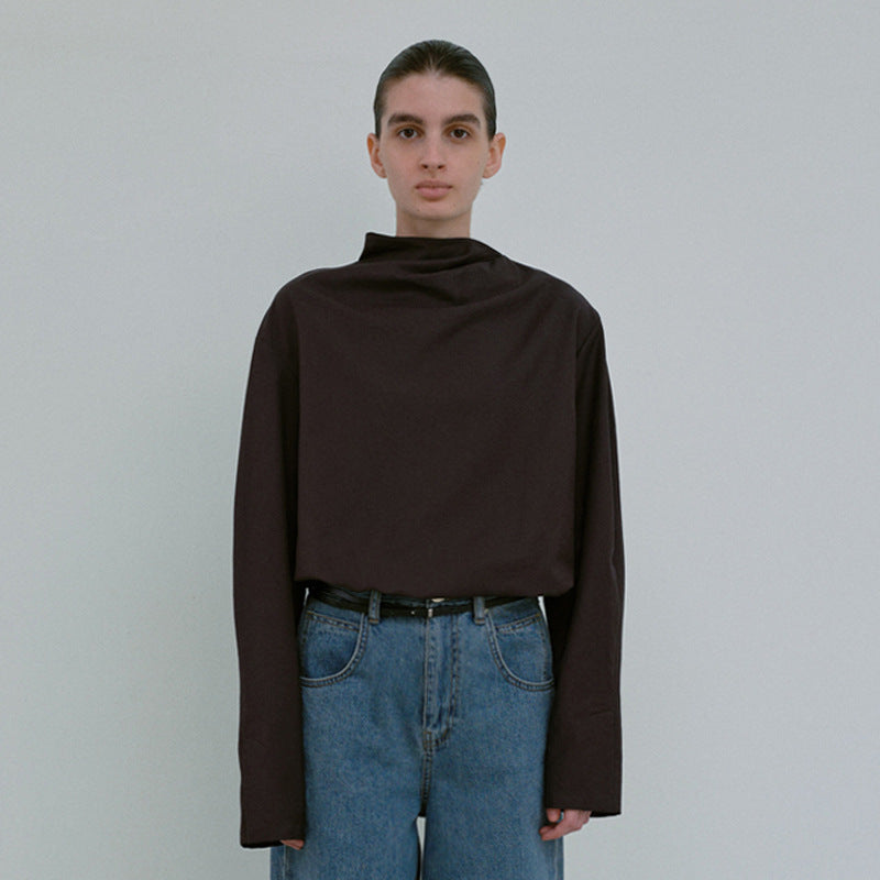 Weites, lässiges Damen-Longsleeve mit hohem Kragen von berg-feldt
